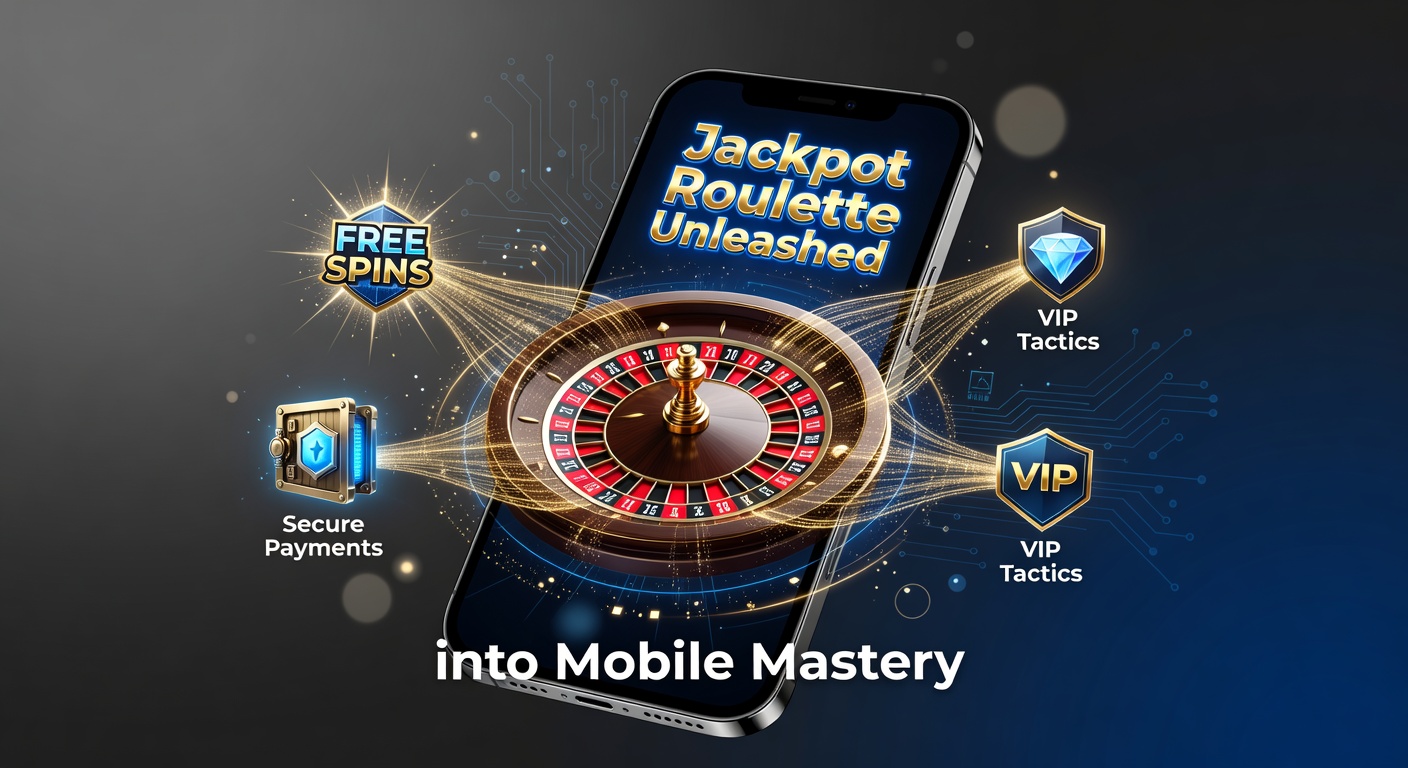 Dynamisches Jackpot-Roulette-Rad mit mobilen Elementen und goldenen Jackpot-Symbolen auf einem Smartphone-Bildschirm