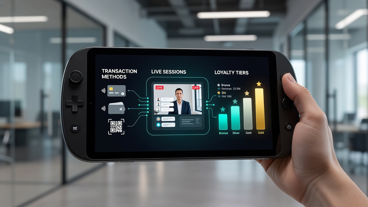Visualisierung der Verknüpfung von Transaktionen, Live-Elementen und Loyalitätsstufen auf mobilen Geräten